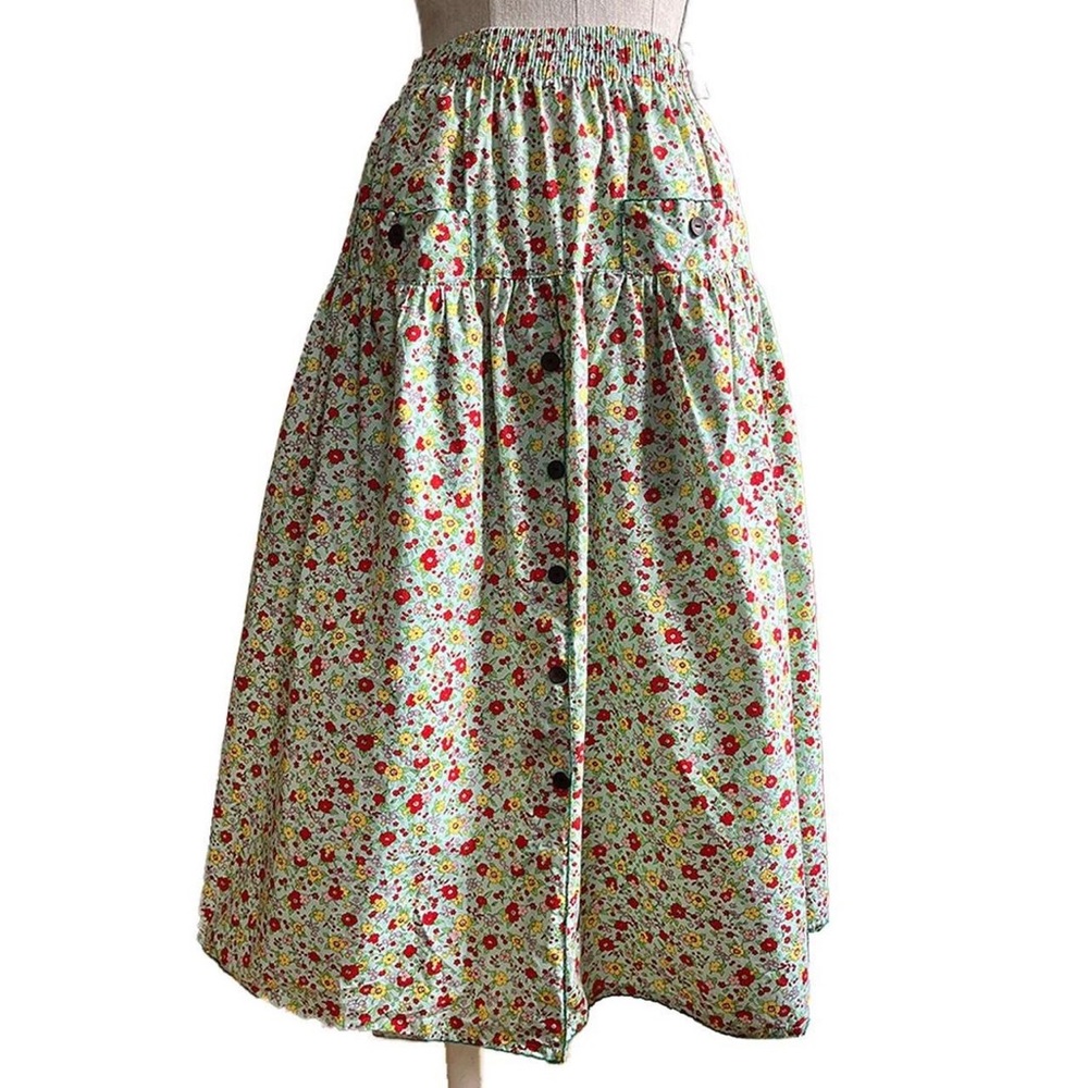 **SOLD** OOAK Vtg 70’s Handmade Psychedelic Floral Prairie Midi Skirt/Maxi Skirt - Picture 1 of 4